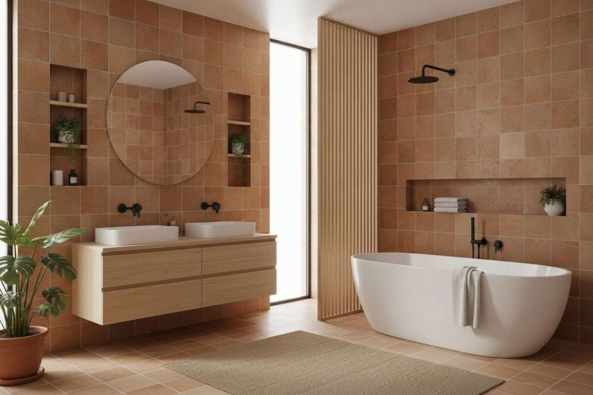 Salle de bain terracotta et bois : le guide complet