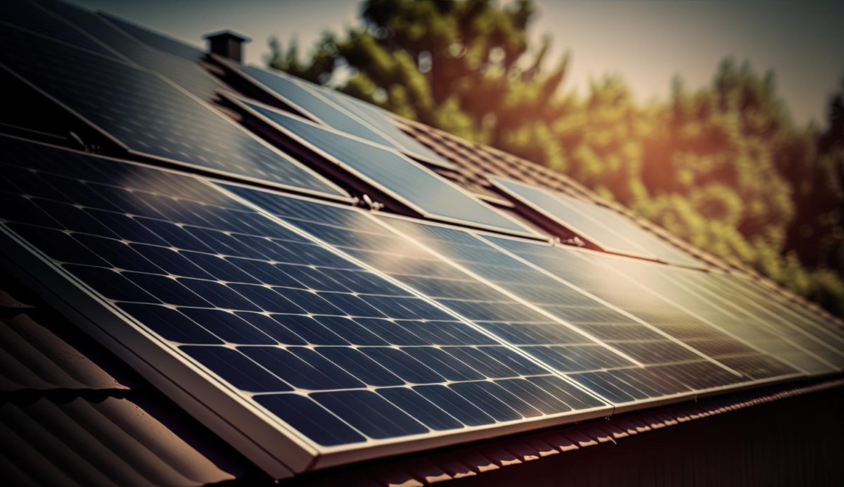 Maison familiale avec panneaux solaires et système d'énergie solaire